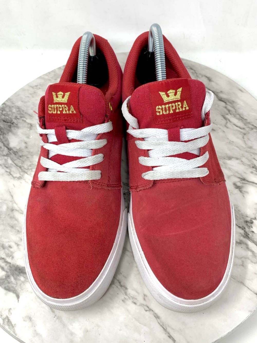 Supra Stacks II Vulc Red Nubuck/Canvas Low-Top Skate Sneakers 8 Mens Sporty Punk - Picture 6 of 16